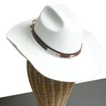 Chokore Chokore Pinched Cowboy Hat with PU Leather Belt (Black) Chokore Cowboy Hat with Shell Belt (White)