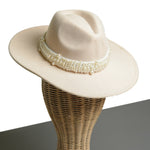 Chokore Chokore Cowboy Hat with Buckle Belt (Beige) Chokore Pearl embellished Fedora Hat (Beige)