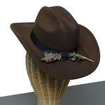 Chokore  Chokore Cattleman Cowboy Hat with Feather Ribbon (Brown)