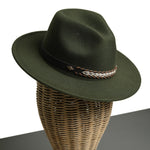 Chokore  Chokore Fedora Hat with Braided PU Leather Belt (Forest Green)
