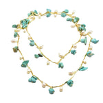 Chokore Chokore Bohemian Necklace with Wooden Beads (Blue) Chokore Turquoise Pearl Long Necklace