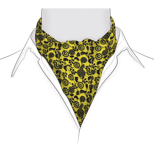 Chokore Men's Blue & Yellow Birds Silk Designer Reversible Cravat