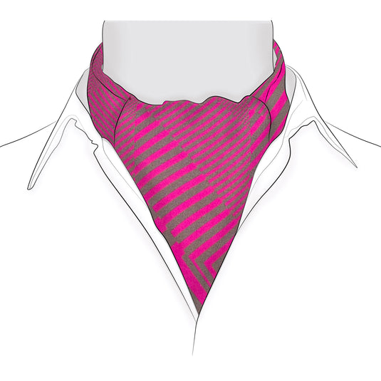 Chokore Striped Silk Reversible Cravat (Magenta)
