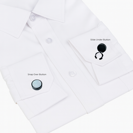 Black & Pearl Brass Cuff Buttons – Easy-Fit Formal Wear