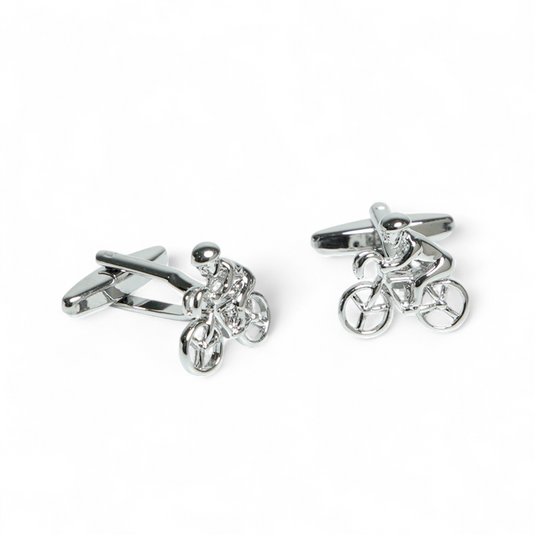 Cyclist Silver Brass Cufflinks – Sporty & Unique Wear