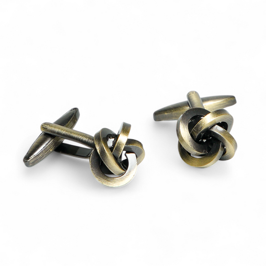 Antique Brass Knot Cufflinks Vintage Formal Wear