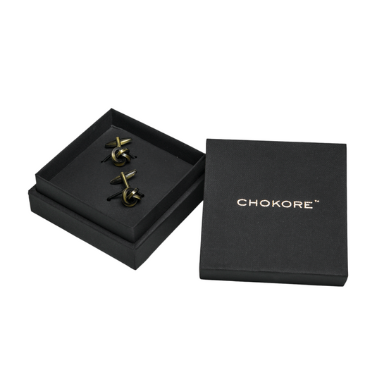 Antique Brass Knot Cufflinks Vintage Formal Wear