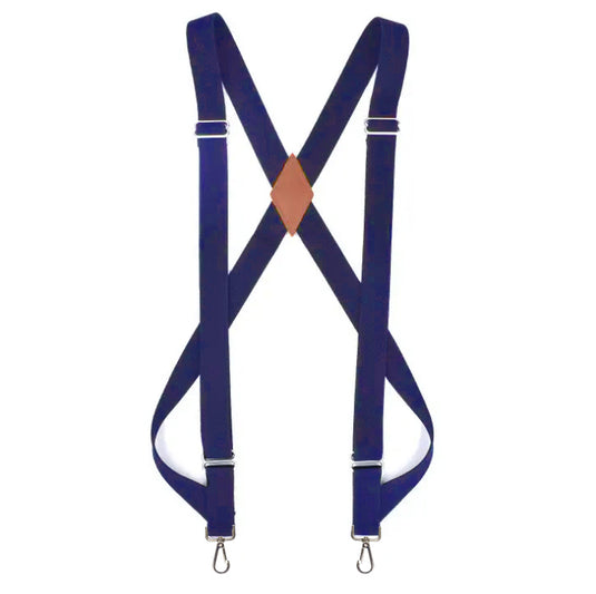 Chokore X-shaped Snap Hook Suspenders, 2 Clips (Navy Blue)