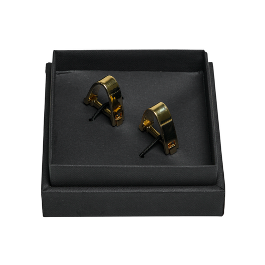 Gold Stirrup-Shaped Brass Cufflinks – Unique Elegant Wear