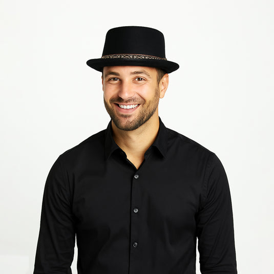 Chokore Vintage Panama Fedora Hat (Black)
