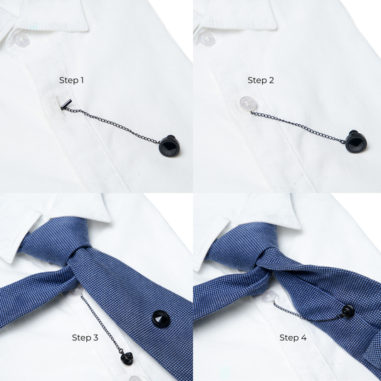 Black Crystal Dome Brass Tie Tack – Sophisticated Formal Wear