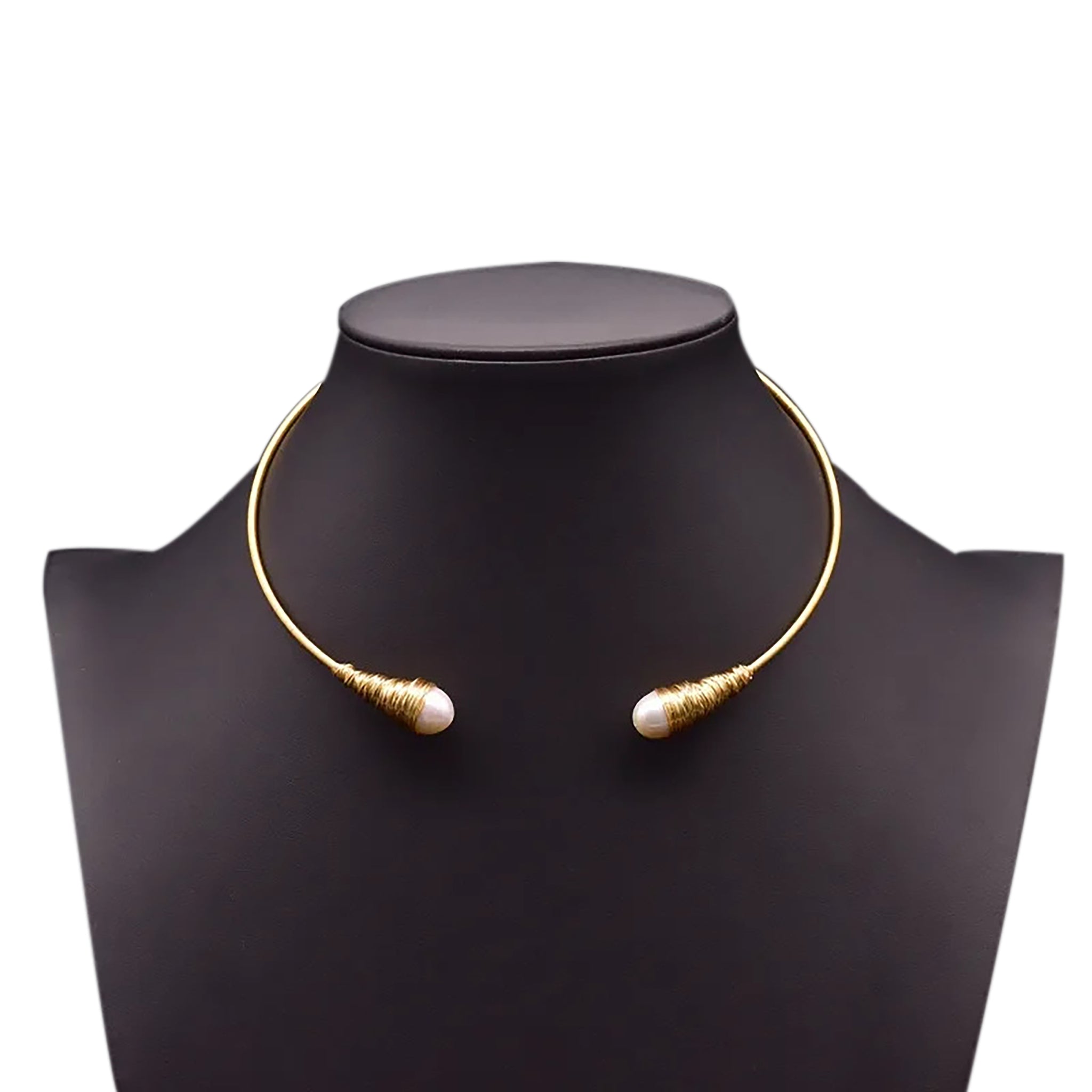 Chokore Freshwater Pearl Choker Necklace with wire detailing