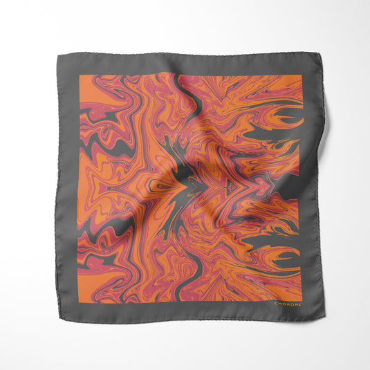 Chokore Orange Silk Pocket Square - Marble Range
