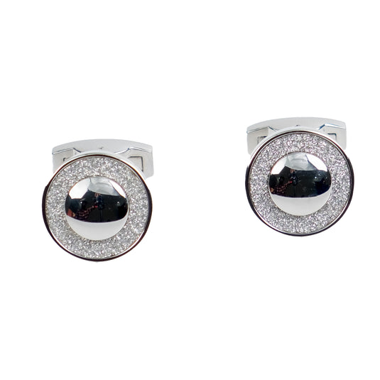 Crystal Halo Silver Brass Cufflinks – Wedding & Party Wear