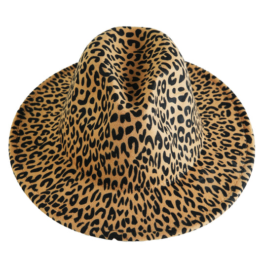 Chokore Leopard Print Fedora Hat (Black & Beige)