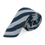 Chokore Flat White - Pocket Square Chokore Stripes (Navy & Silver) Necktie