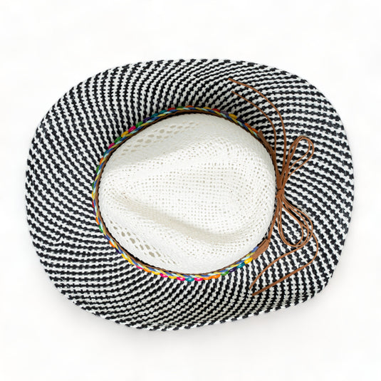 Chokore Handcrafted Straw Cowboy Hat (Black & White)