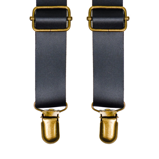 Chokore Y-shaped PU Leather Suspenders with Finger Clips (Black)