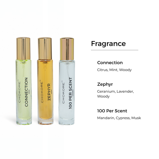 Connection · Zephyr · Secret Summer | 3 x 15ml / 20ml Perfume Combo For Men | (Morning / All Day)