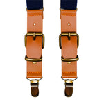 Chokore Chokore Y-shaped Suspenders with Leather detailing and adjustable Elastic Strap (Navy Blue) 