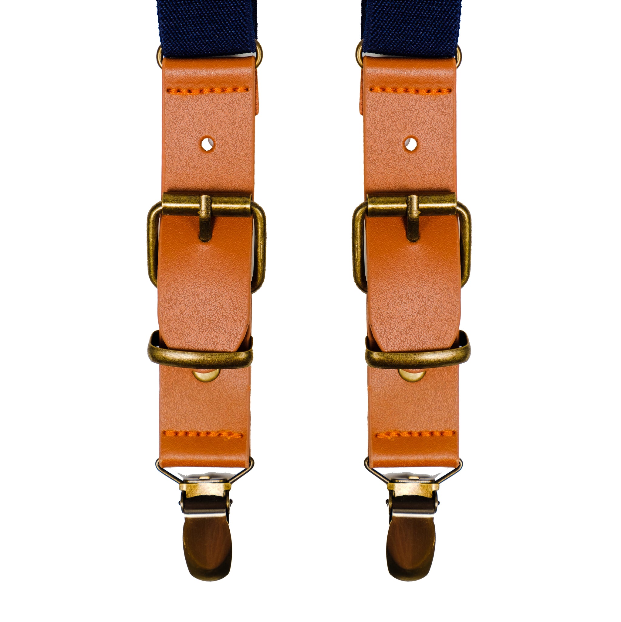 Chokore Y-shaped Suspenders with Leather detailing and adjustable Elastic Strap (Navy Blue)