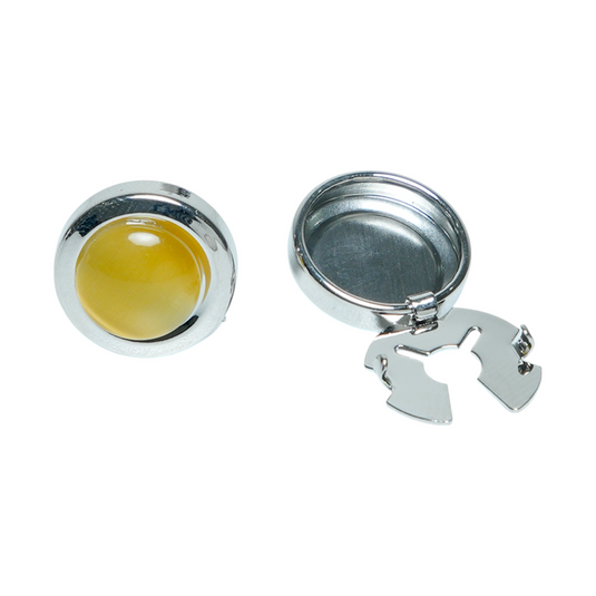 Yellow Stone Silver Brass Cuff Buttons – Easy-Fit Festive Wear