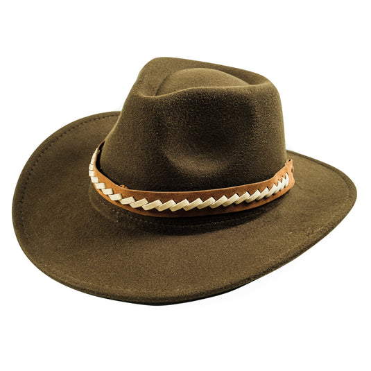 Chokore Cowboy Hat with Braided PU Belt (Forest Green)