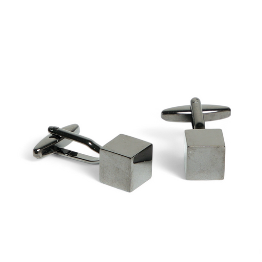 Gunmetal Square Brass Cuff Buttons – Easy-Fit Modern Formal Wear