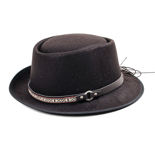 Chokore Vintage Panama Fedora Hat (Black)