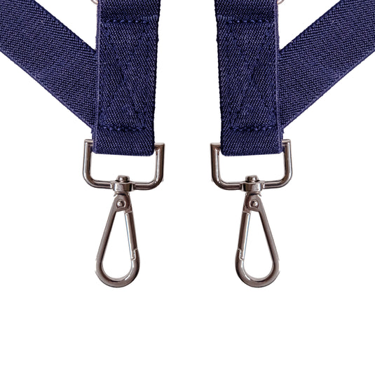 Chokore X-shaped Snap Hook Suspenders, 2 Clips (Navy Blue)
