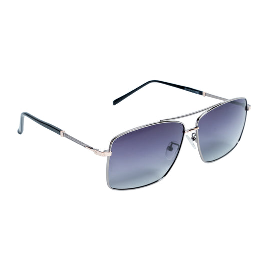 Chokore Sleek Rectangular Sunglasses with UV Protection (Black & Silver)