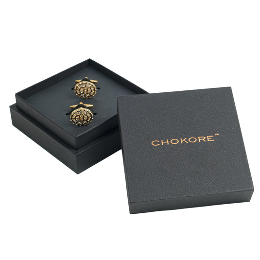 Chokore Gold Mosaic Crystal Brass Cufflinks – Luxurious Festive Wear