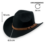 Chokore Chokore Cowboy Hat with Black Belt (Black) Chokore Pinched Cowboy Hat with PU Leather Belt (Black)