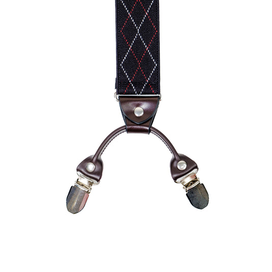 Chokore Stretchy Y-shaped Suspenders with 6-clips (Black & Gray)