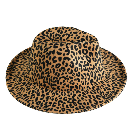 Chokore Leopard Print Fedora Hat (Black & Beige)