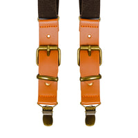 Chokore Chokore Y-shaped Suspenders with Leather detailing and adjustable Elastic Strap (Chocolate Brown)