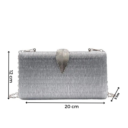 Chokore Chokore Shimmery Leaf Clutch/Handbag (Silver)