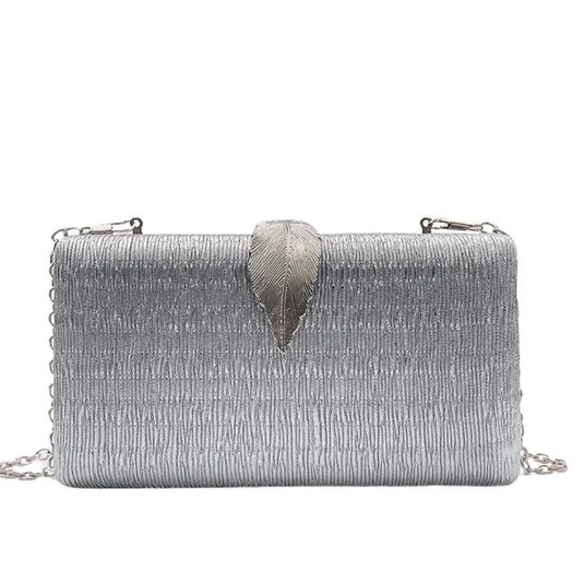 Chokore Chokore Shimmery Leaf Clutch/Handbag (Silver)