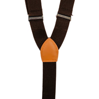 Chokore Chokore Y-shaped Suspenders with Leather detailing and adjustable Elastic Strap (Chocolate Brown)