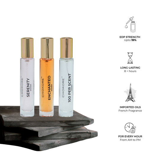 Serenity · Enchanted · 100 Per Scent | 3 x 15ml Perfume For Women | (Morning / All Day)