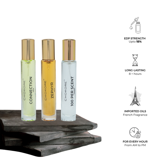 Connection · Zephyr · Secret Summer | 3 x 15ml / 20ml Perfume Combo For Men | (Morning / All Day)