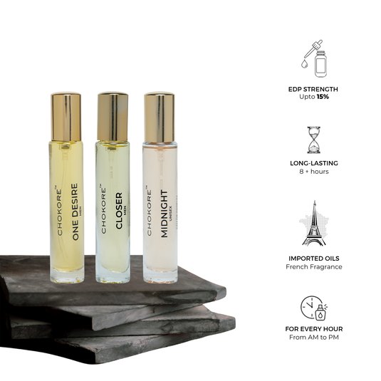 One Desire · Closer · Midnight | 3 x 15ml Perfume Combo For Men | (Evening / Night)
