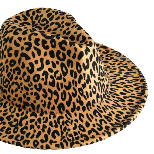 Chokore Leopard Print Fedora Hat (Black & Beige)