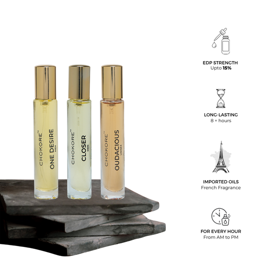 One Desire · Closer · Oudacious | 3 x 15ml / 20ml Perfume Combo For Men | (Evening / Night)