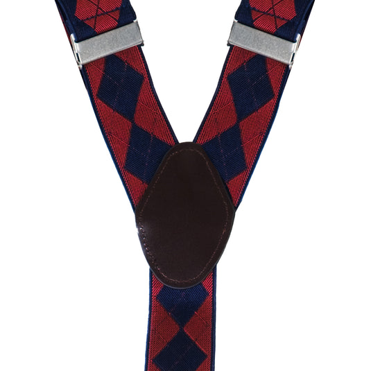 Chokore Y-shaped Suspenders, 6 Clips (Red & Navy Blue)
