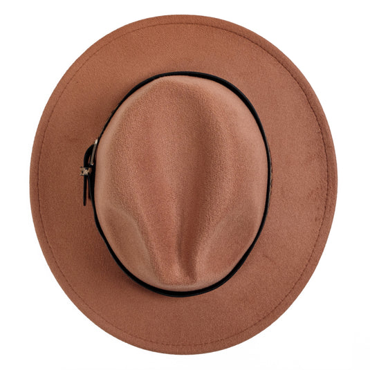 Chokore Fedora Hat with Leopard Belt (Khaki)