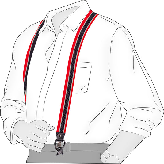 Chokore Y-shaped Convertible Suspenders (Navy Blue & Red)