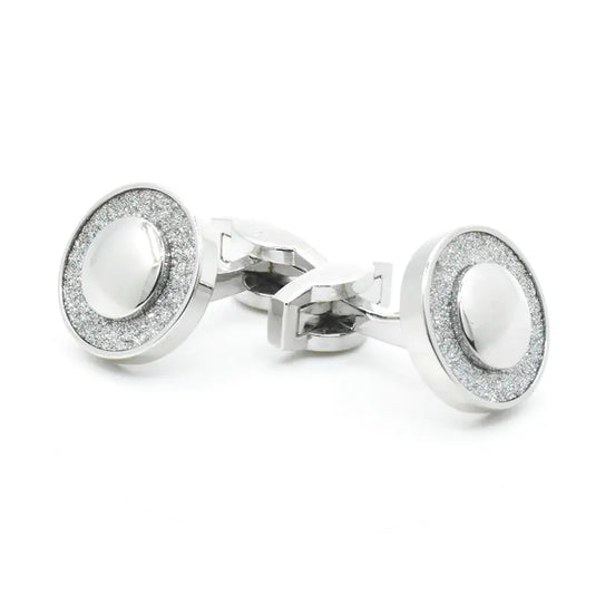 Crystal Halo Silver Brass Cufflinks – Wedding & Party Wear