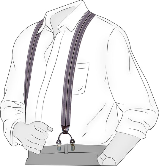 Chokore Y-shaped Suspenders, 6 Clips (Grey)