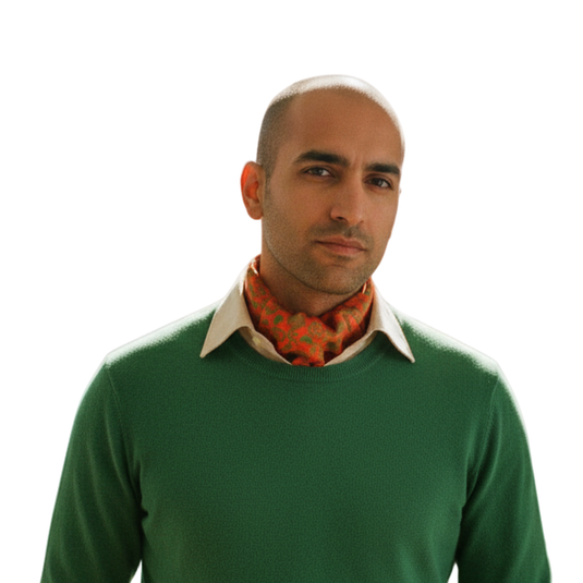 Chokore Red & Green Silk Birds Reversible Cravat